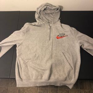 VINTAGE Grey Tag Nike Quarter Zip Hoodie Size L